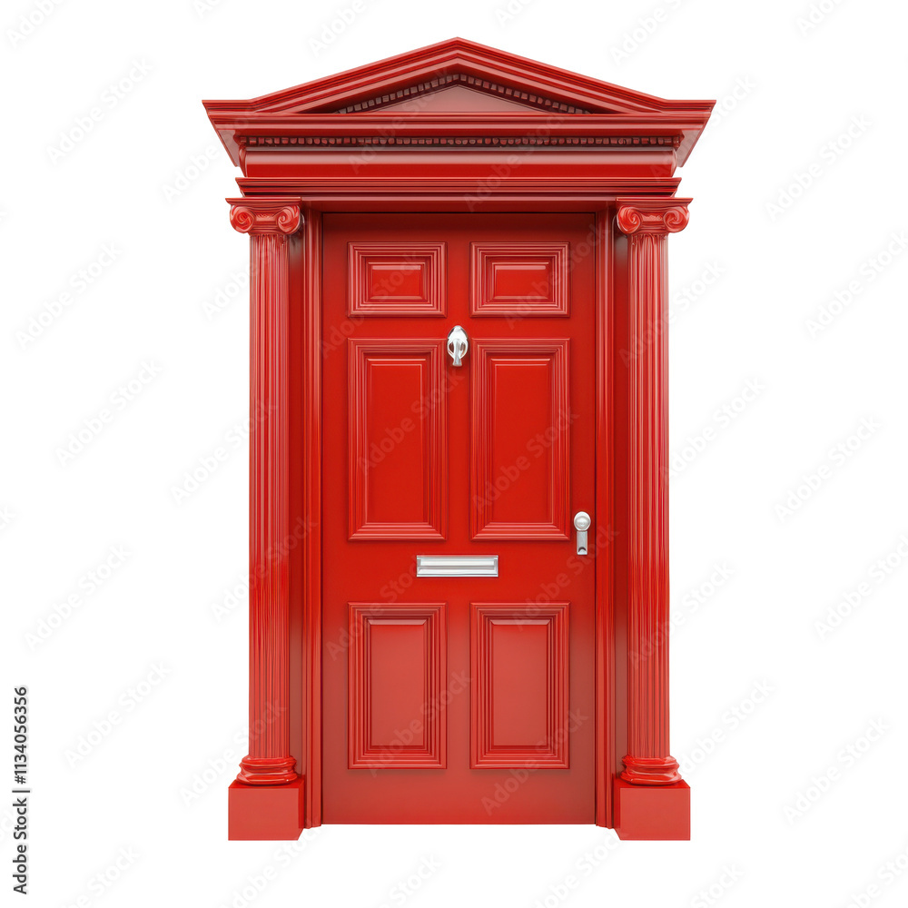 Red Door with Columns Isolated on PNG Transparent Background Red Door with Columns Isolated on PNG Transparent Background