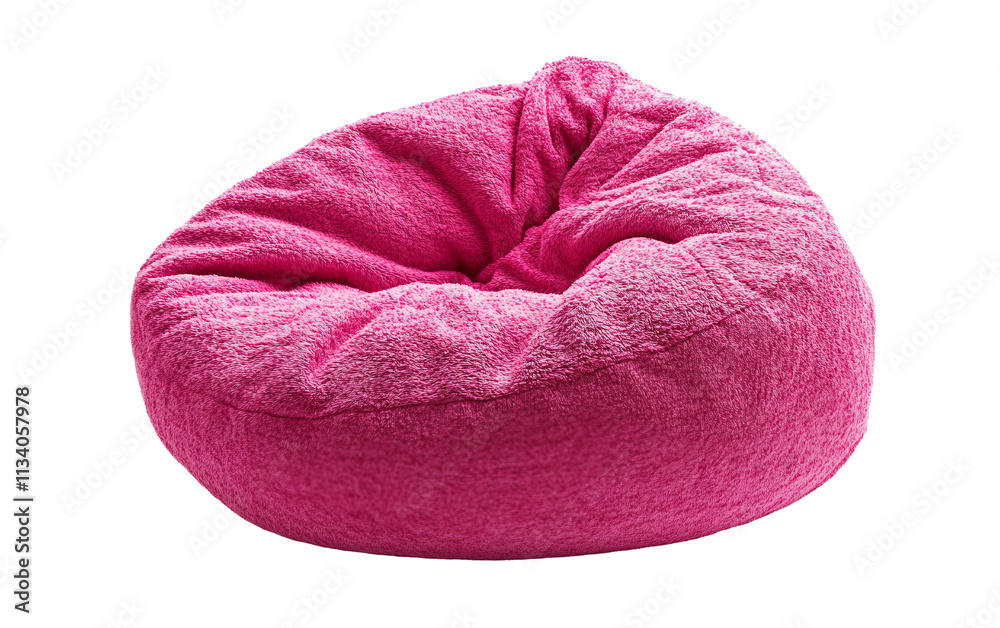 Fototapeta premium One Bean Bag Chair in Magenta isolated on transparent Background