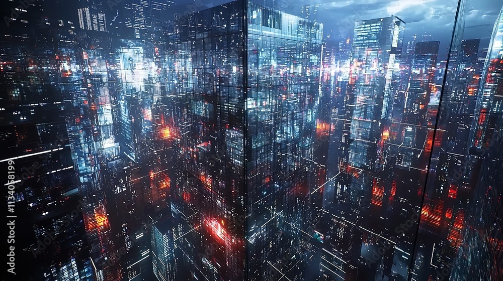 Fototapeta premium Futuristic Cityscape of Glass and Light (16K Resolution)