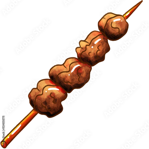illustration of chicken skewer satay