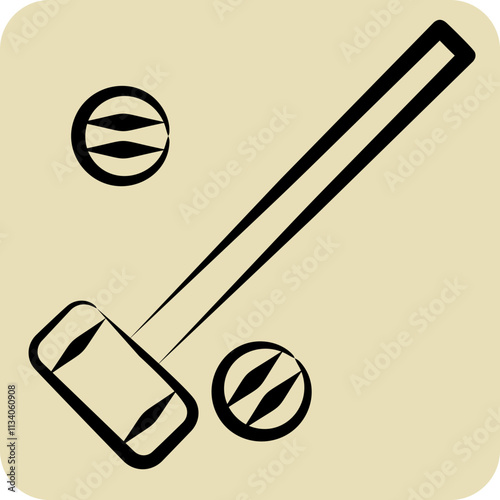 Icon Mallets And Ball. related to Equestrian Sport symbol. hand drawn style. editable