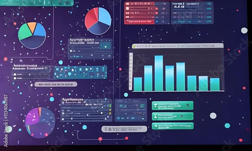 Finance analytic dashboard management on 3D laptop


