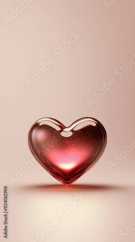 A glossy, red heart-shaped object on a soft background, symbolizing love and affection.