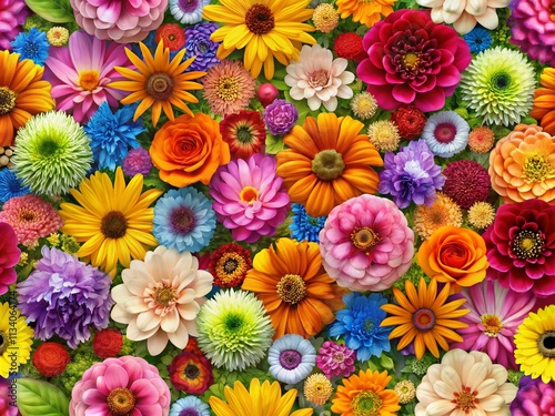 Abstract Floral Seamless Pattern - AI Art, Copy Space