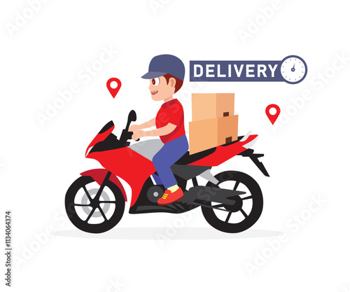 Cheerful Delivery Boy with motorbike