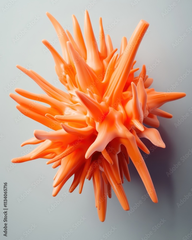 Abstract Orange Spiky 3D Render: A Vivid Exploration of Form and Texture