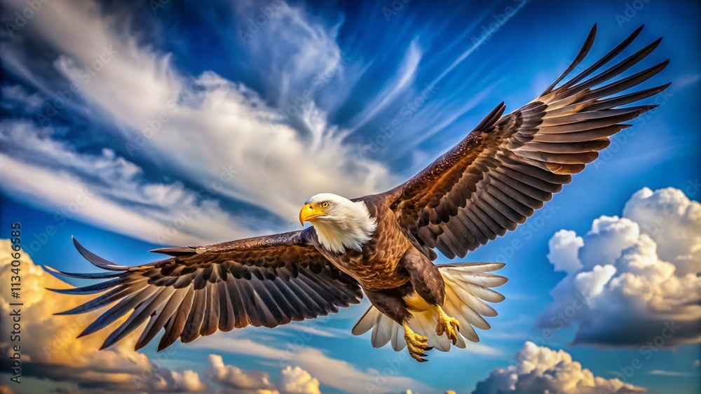 Fototapeta premium Candid Photography of a Majestic Eagle in Flight, Natural Light