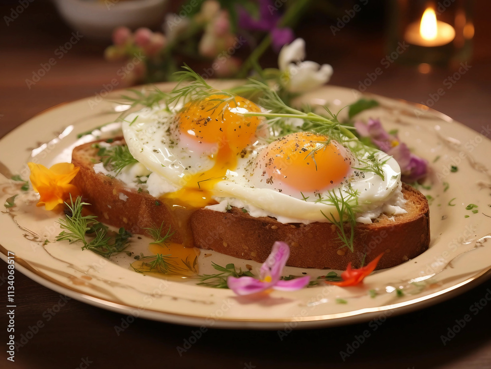 Toast with Freshly Cooked Egg Toast with Freshly Cooked Egg
