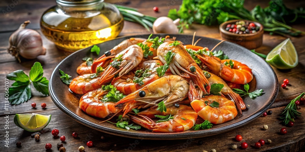 Delicious Cooked Shrimp with Herbs - Seafood Recipe Delicious Cooked Shrimp with Herbs - Seafood Recipe