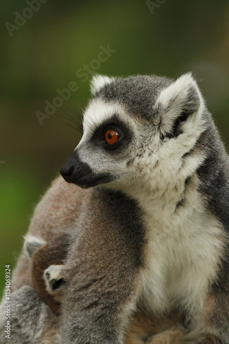 These cute monkeys species ring-tailed lemurs are in their natural environment
