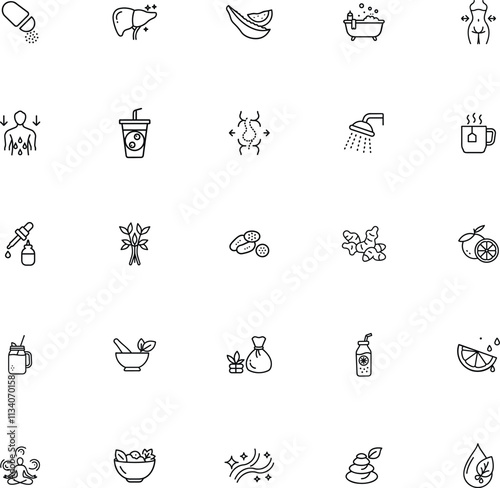 Healthy Lifestyle Icons Detox, Wellness, and Body Care Routine