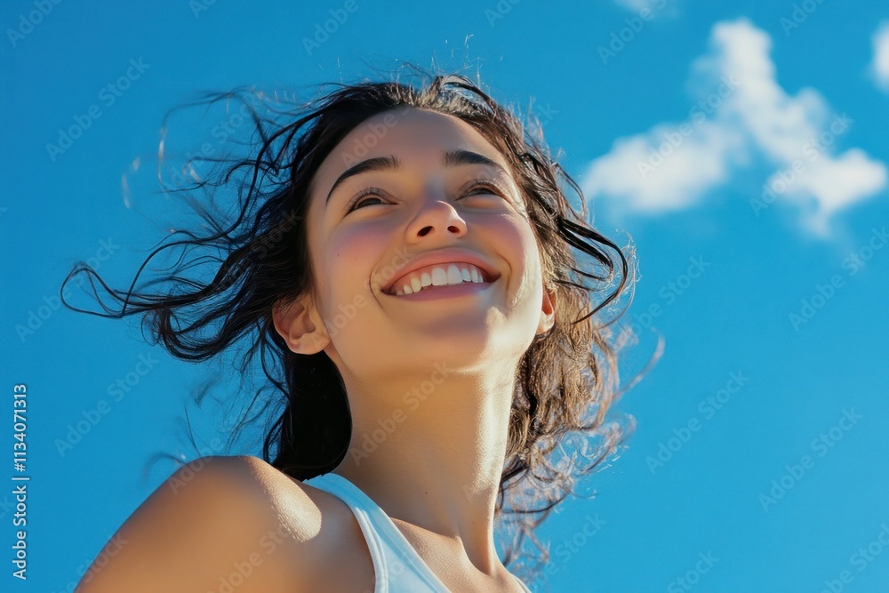 Joyful Portrait Under a Clear Blue Sky Joyful Portrait Under a Clear Blue Sky