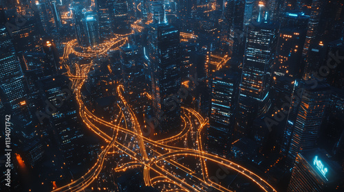 Wallpaper Mural Smart digital Innovation city with connection network reciprocity over the cityscape. of future smart wireless digital city and social media networking systems that connects people with in city Torontodigital.ca