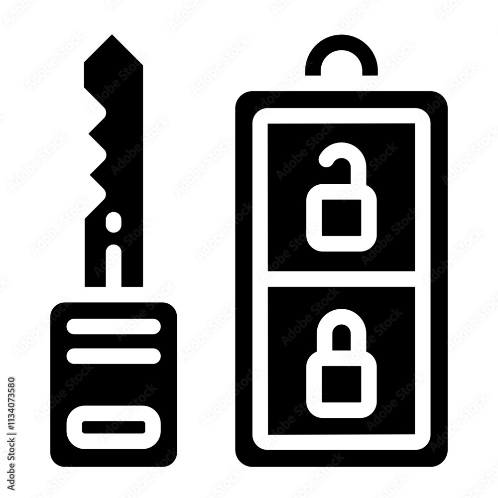 Car remote key icon isolated on white background. Electronic car key and alarm system. Auto lock security key. Vector illustration Car remote key icon isolated on white background. Electronic car key and alarm system. Auto lock security key. Vector illustration