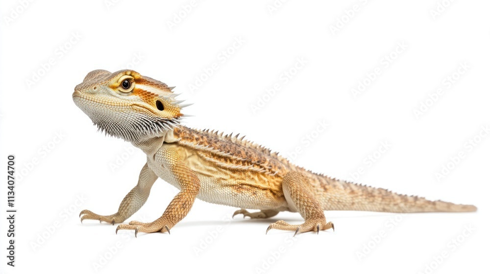 Obraz premium Full-body image of a bearded dragon standing confidently on a white background.
