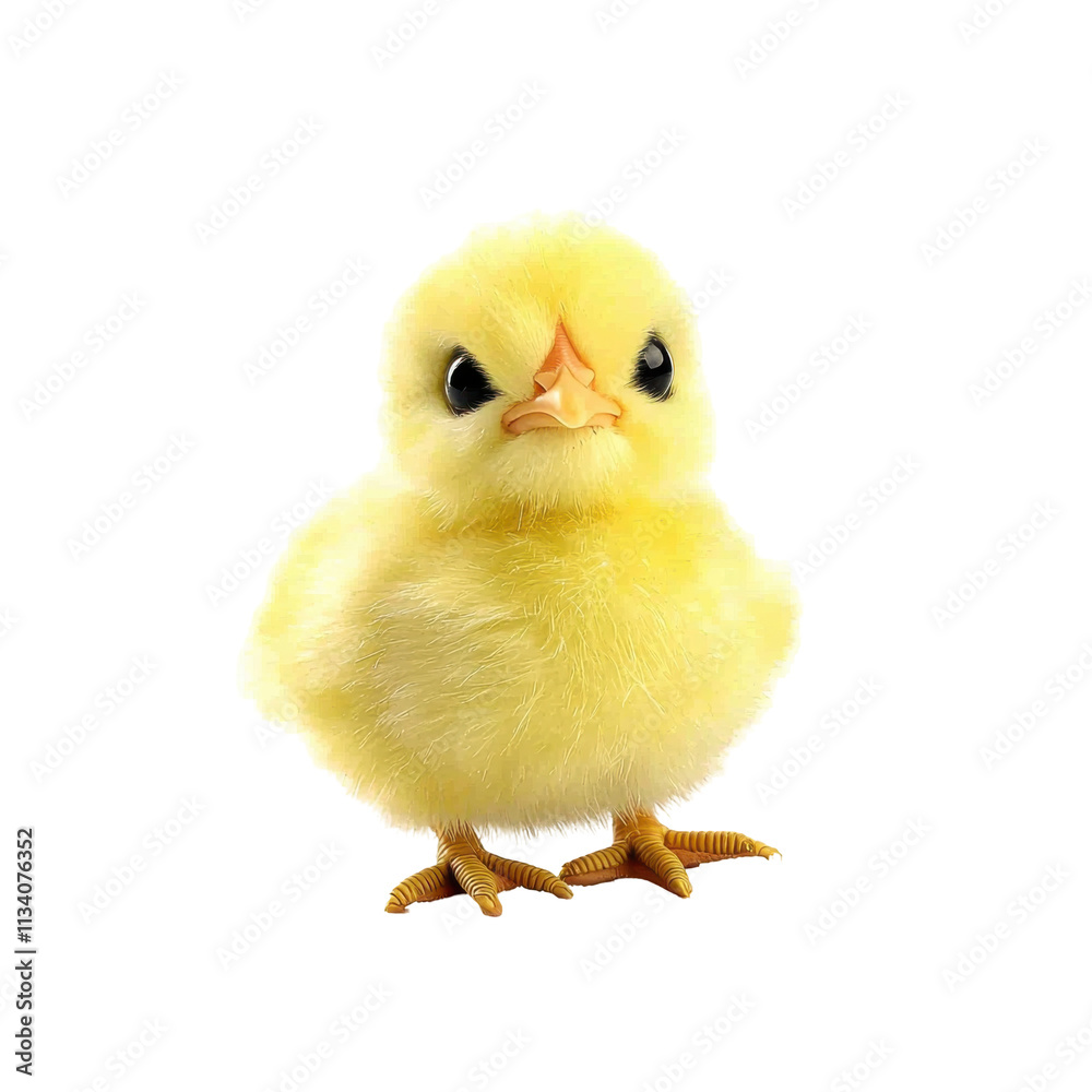 Obraz premium Cute Baby Chick Stands Proudly Isolated on PNG Transparent Background
