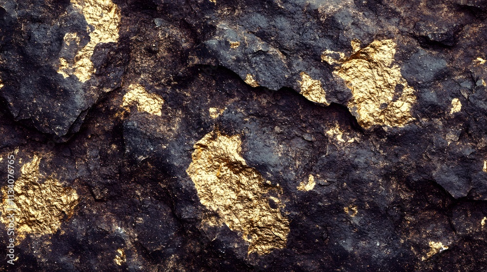 Dark rock texture with gold accents. Dark rock texture with gold accents.