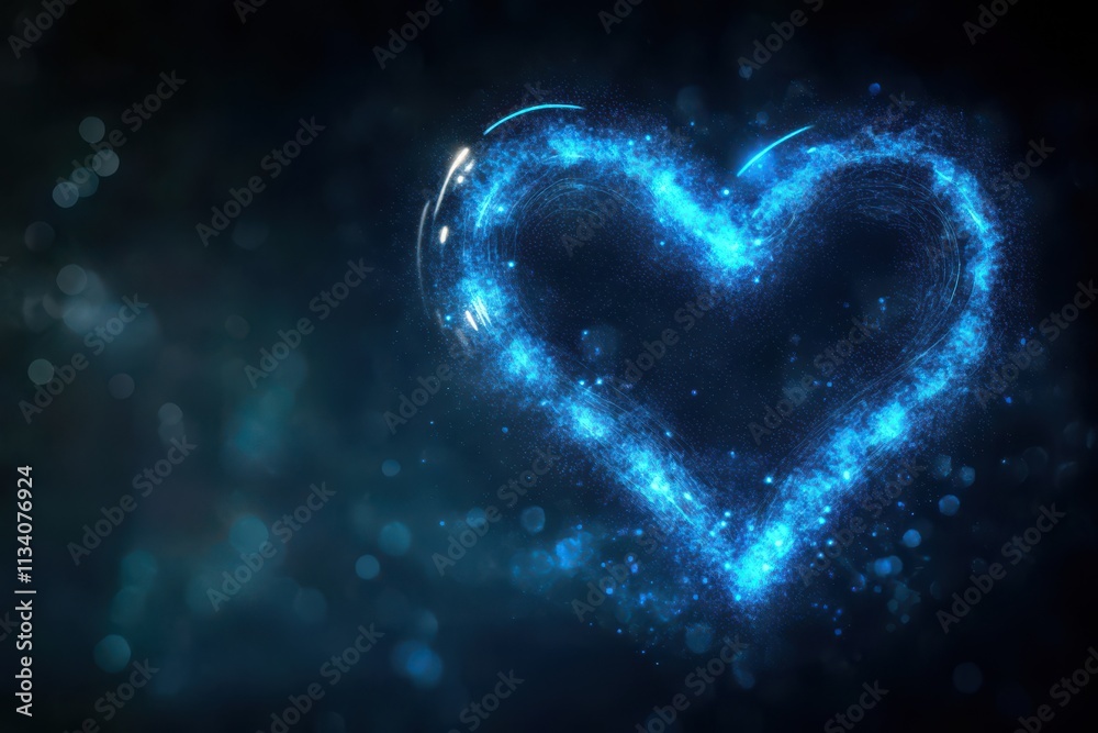 Blue pulses in a digital heart on a dark background, emphasizing heart health and cardiology, with room for explanations on cardiovascular wellness and awareness of diseases Blue pulses in a digital heart on a dark background, emphasizing heart health and cardiology, with room for explanations on cardiovascular wellness and awareness of diseases