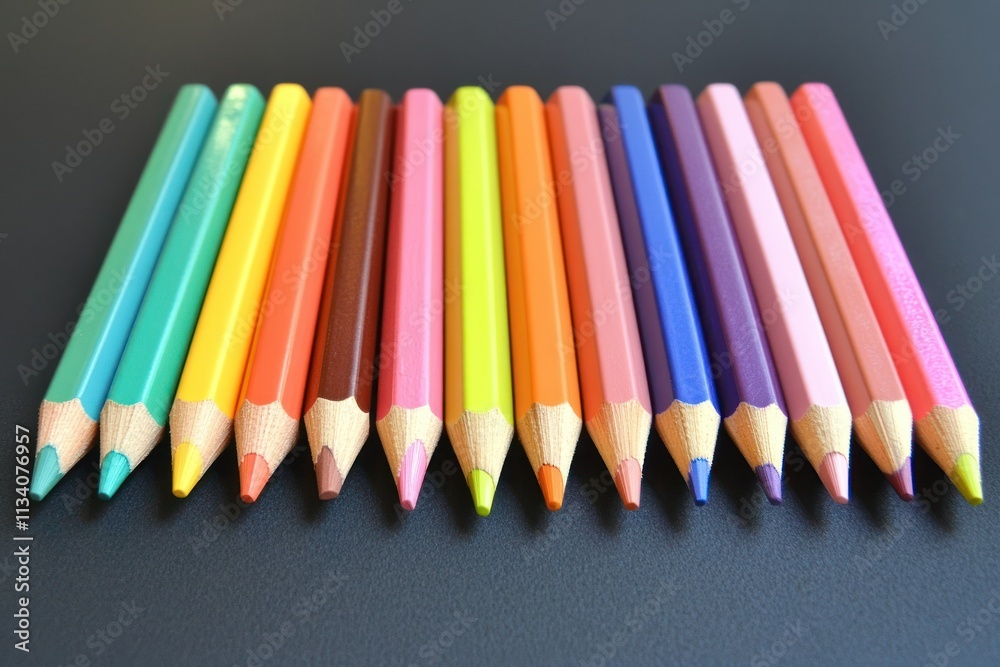 Colorful Pencils Arranged in Artistic Display Colorful Pencils Arranged in Artistic Display