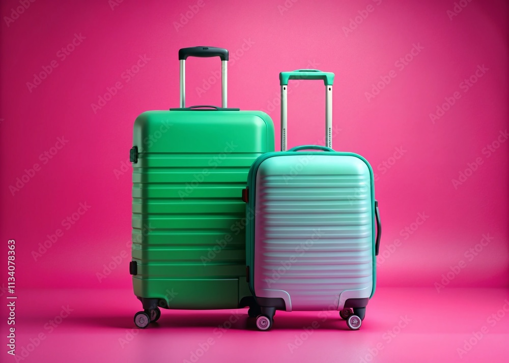 Travel Suitcases Pink Background Vacation Trip Banner Travel Suitcases Pink Background Vacation Trip Banner