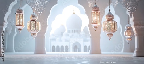 Holy Ramadan Kareem moon. Month of fasting for Muslims.illustration