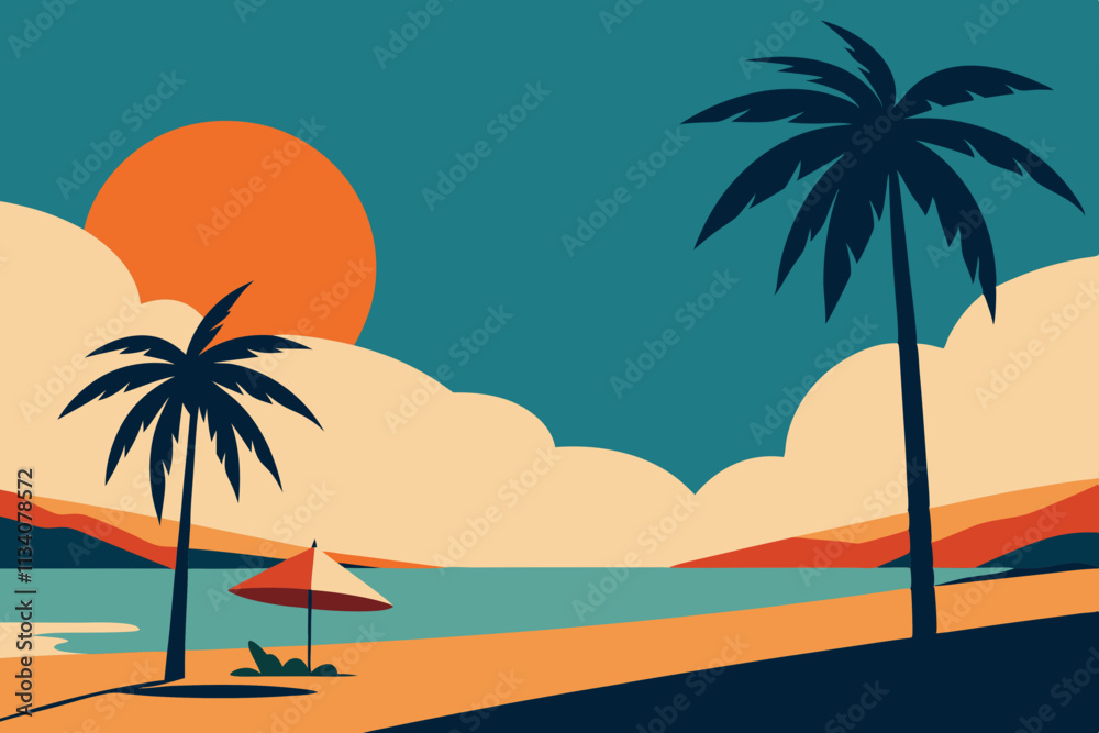 Obraz premium tropical beach with palm trees