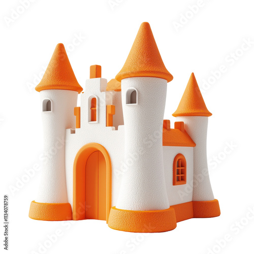 Orange and White Castle Stands Isolated on PNG Transparent Background