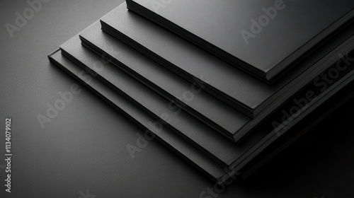 Modern black material stacking display minimalist studio photography contemporary setting top-down view design concept photo