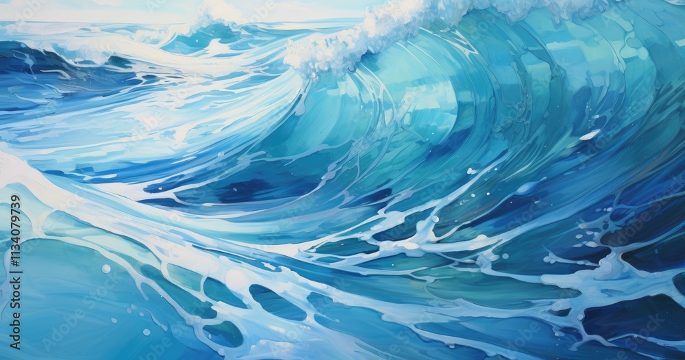 beautiful underwater view of ocean waves, water texture, close up, hyper realistic oil painting beautiful underwater view of ocean waves, water texture, close up, hyper realistic oil painting