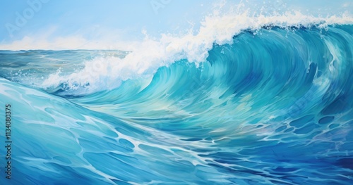 beautiful underwater view of ocean waves, water texture, close up, hyper realistic oil painting