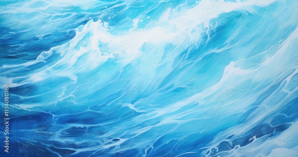 beautiful underwater view of ocean waves, water texture, close up, hyper realistic oil painting