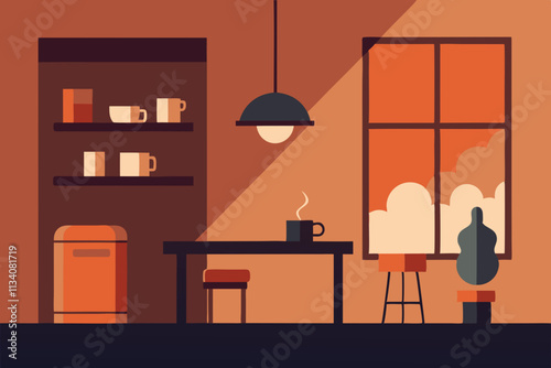 silhouette of a woman in the kitchen