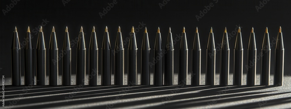 Artistic display of precision bullet tips in shadow studio setting photography minimalist concept Artistic display of precision bullet tips in shadow studio setting photography minimalist concept