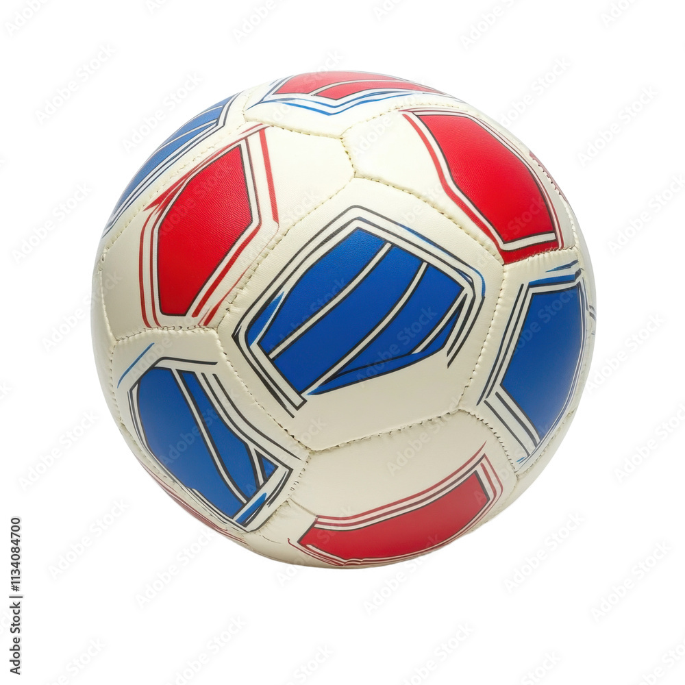 Fototapeta premium Red and blue soccer ball isolated on white background