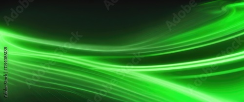 Gray and Green glowing shiny lines effect vector background. Light glowing effect