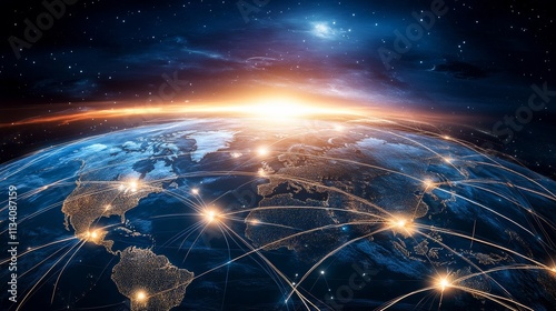 Cloud technology concept Global network of global business Megatrends on the Internet for Telecommunication photo