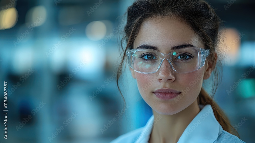 Fototapeta premium Portrait of a Young Female Scientist in a Laboratory Setting