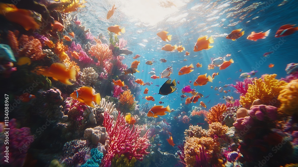 Naklejka premium Vibrant coral reef habitats a scenic underwater exploration