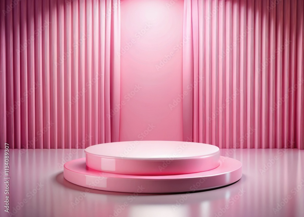 Elegant pink podium mockup: 3D rendered, round display, perfect for product showcases. Elegant pink podium mockup: 3D rendered, round display, perfect for product showcases.