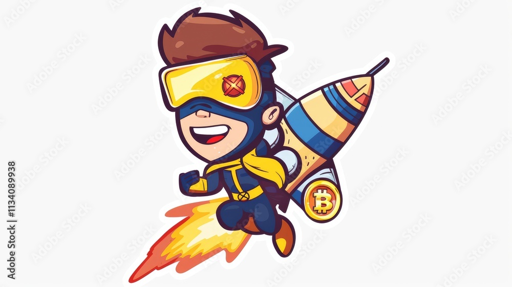 Big head, small body, Cyclops brown hair, with the traditional yellow and blue suit, yellow visor with a red rectangular lens Big head, small body, Cyclops brown hair, with the traditional yellow and blue suit, yellow visor with a red rectangular lens