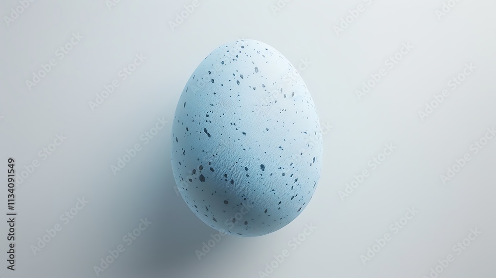 A delicate pastel blue egg with subtle speckles, isolated on a bright white surface. A delicate pastel blue egg with subtle speckles, isolated on a bright white surface.