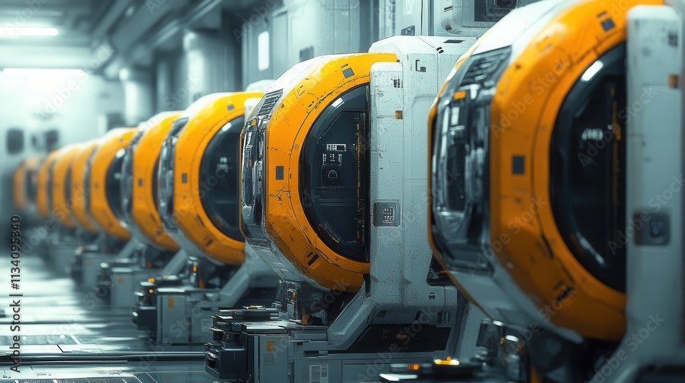 Industrial robotics automation process modern factory technology photography controlled environment close-up view innovation concept Industrial robotics automation process modern factory technology photography controlled environment close-up view innovation concept