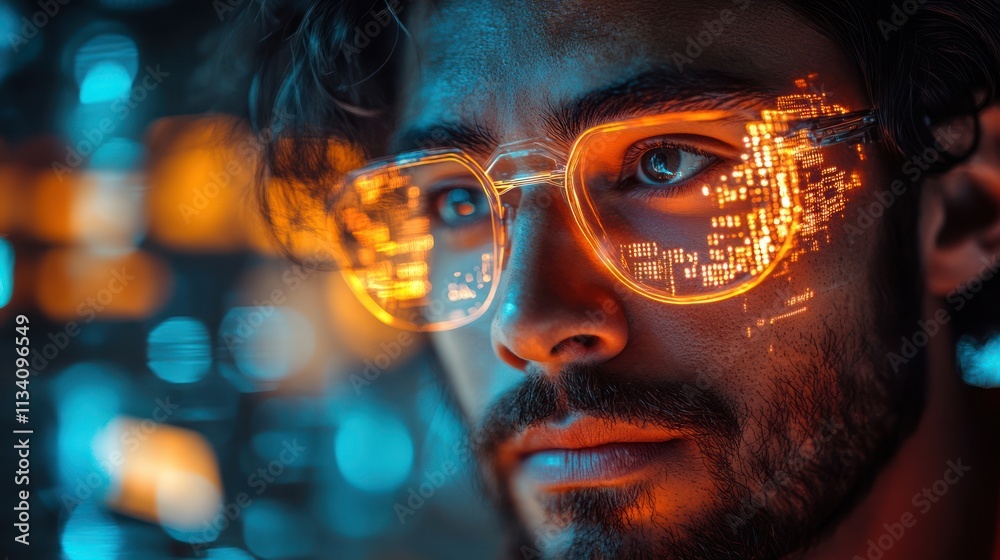 The Future of Vision: A Man Gazing into Technological Innovation The Future of Vision: A Man Gazing into Technological Innovation