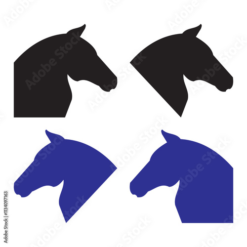 vector black and white horse figures. Horse figure icon.