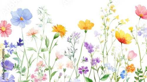 Watercolor Painting of a Wildflower Meadow
