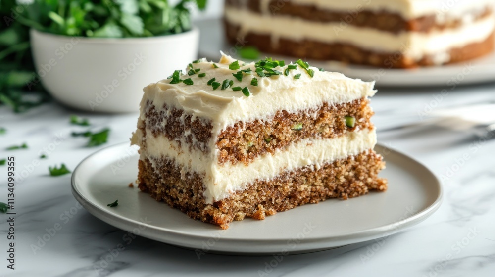 A Slice of Zucchini Cake with Cream Cheese Frosting A Slice of Zucchini Cake with Cream Cheese Frosting