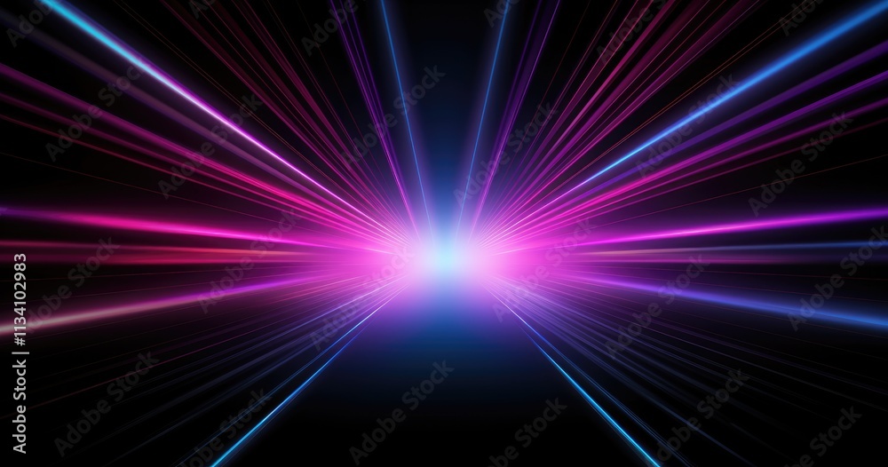 Obraz premium Black background with beautiful neon rays. Vector illustration for graphic design or video cards