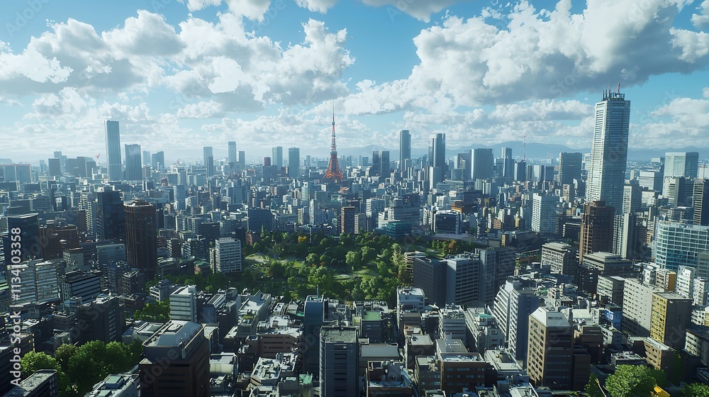 Obraz premium Japan, Tokyo Cityscape Seen from Roppongi Hills