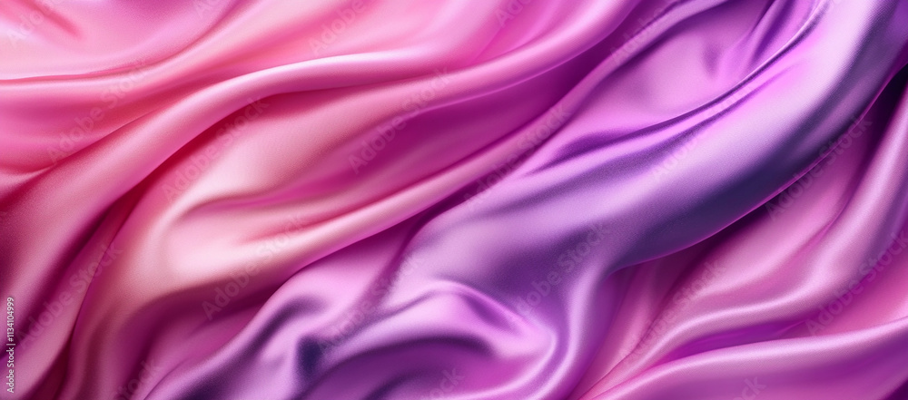 Obraz premium Glossy, pink-purple silk satin fabric background with a smooth, wavy texture and bright color