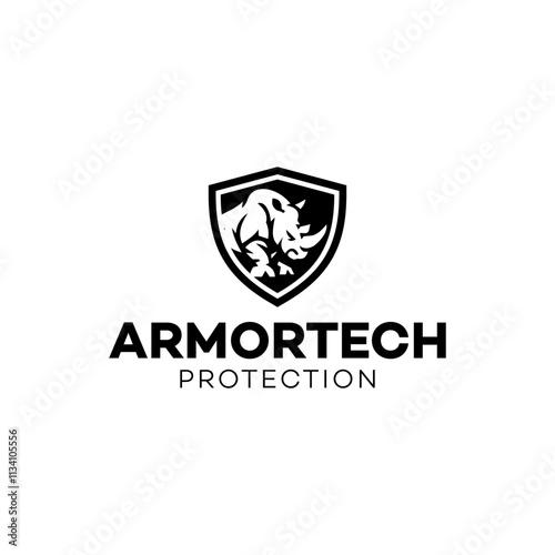 Armor Sheild Rhino Logo Design Vector Stock